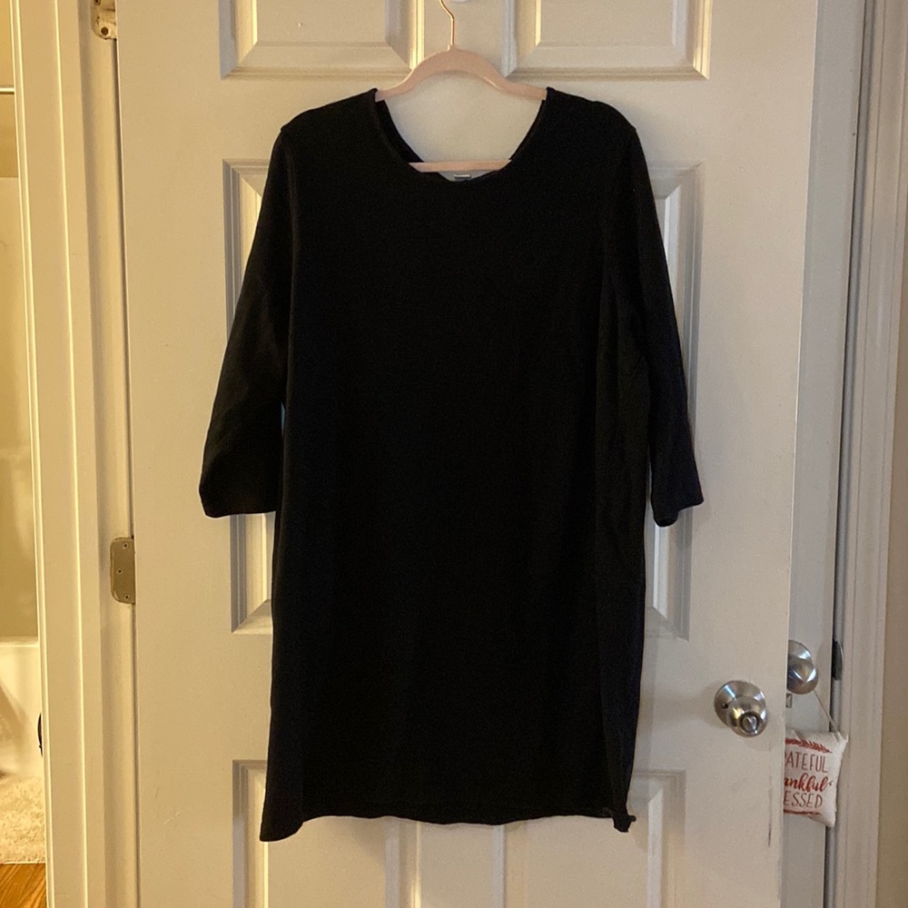 Old Navy Black 3/4 length sleeve shift dress
